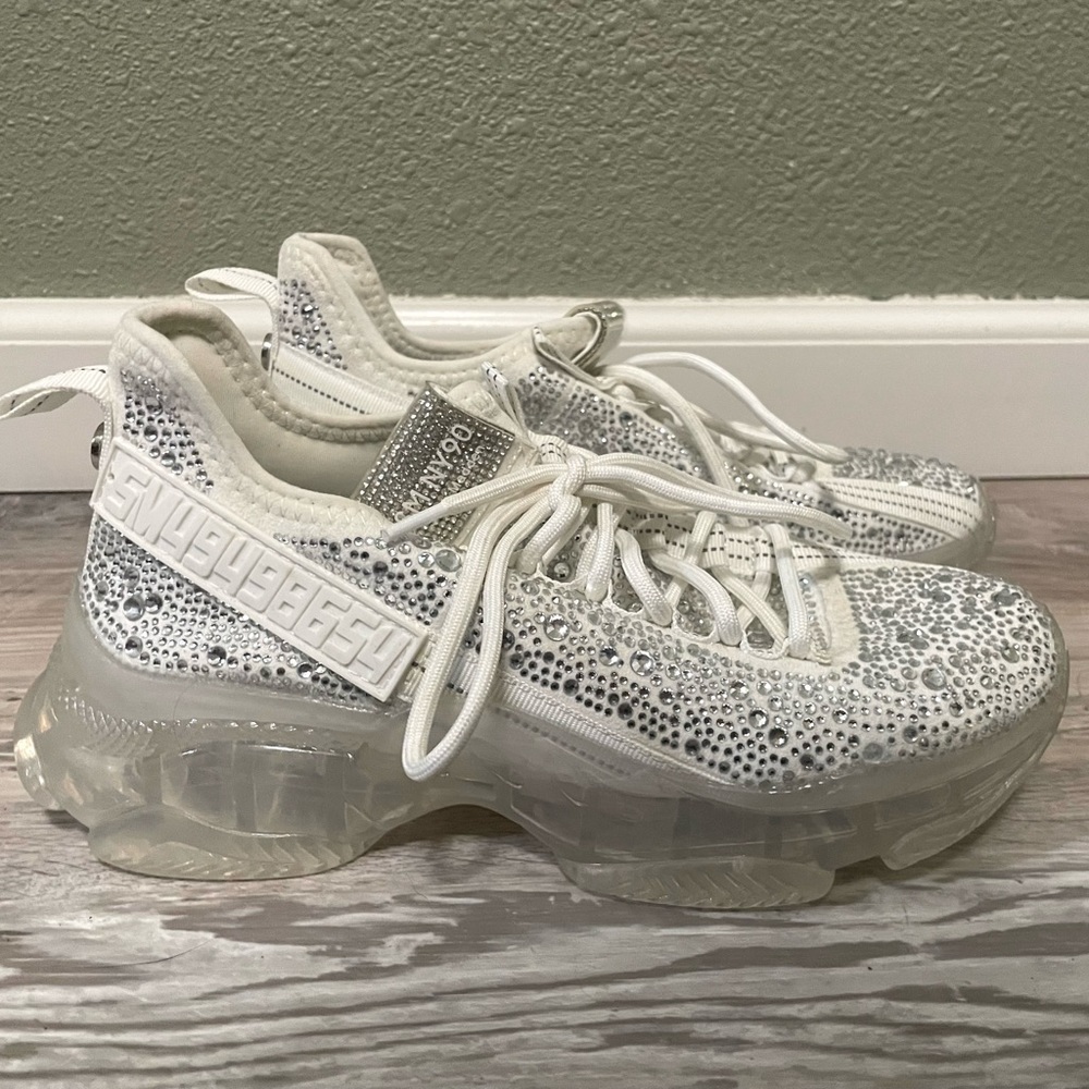 White bedazzled Steve Madden sneakers